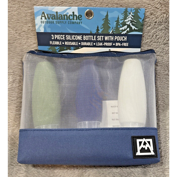 Avalanche Outdoor 3 Piece Silicone• Reusable Bottles• Carrying Case - Picture 1 of 5
